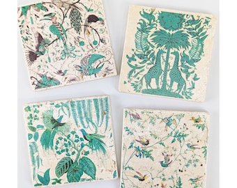 TAVUA Charming set of 4 vintage tiles / coasters / retro tiles
