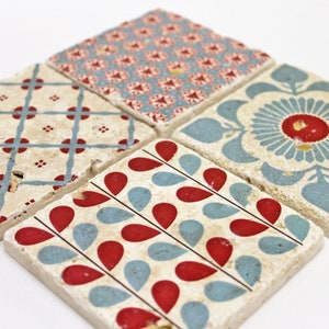MALMÖ set of 4 Scandinavian vintage tiles / coasters / retro tiles