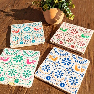 CANCUN Charming set of 4 vintage tiles / coasters / retro tiles 4er Set Cancun