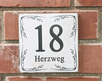 VINTAGE TILE 15 x 15 cm house number + street name or individual print