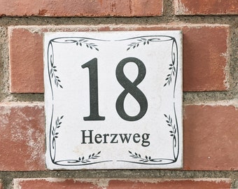 VINTAGE TILE 15 x 15 cm house number+street name or individual print