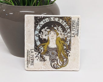 LA PLUME Art Nouveau motif - tile / coaster / vintage tile