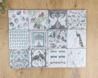 LA ROCHELLE set of 12 beautiful vintage tiles / coasters / retro tiles