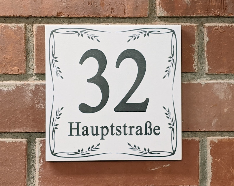 Vintage tegel 20 x 20 cm huisnummer UW MOTIV Hausnr.&Straße/Name