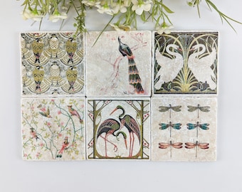 NAPIER charming set of 6 vintage tiles / coasters / retro tiles