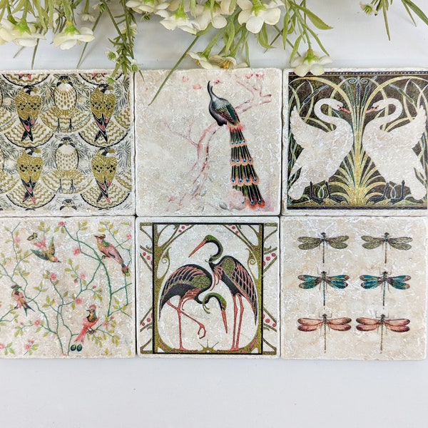 NAPIER charming set of 6 vintage tiles / coasters / retro tiles