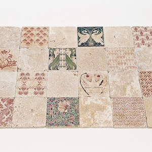 ORLEANS set of 16 or 32 beautiful vintage tiles / coasters / retro tiles Set aus 32 Stück