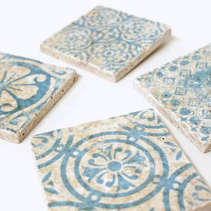 PORTO Enchanting set of 4 vintage tiles / coasters / retro tiles