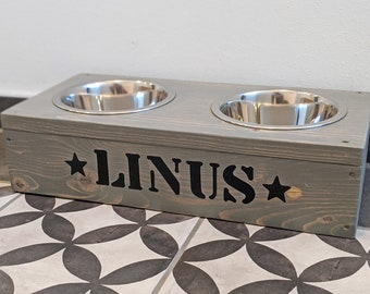 Adorable FOOD BAR for cats & small dogs including bowls and individual print