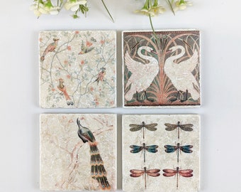 LAVELLE Charming set of 4 vintage tiles / coasters / retro tiles