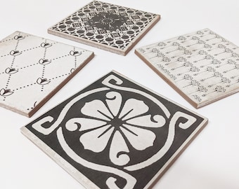 CHAMBRIS Set of 4 beautiful vintage tiles / coasters / retro tiles *15 x 15 cm