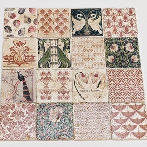 ORLEANS set of 16 or 32 beautiful vintage tiles / coasters / retro tiles Set aus 16 Stück