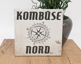 KÜMBÜSE NORD Large vintage tile/retro tile/coaster 15 x 15 cm