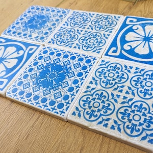 PONTA Charming set of 6 vintage tiles/ coasters/ retro tiles antique marble