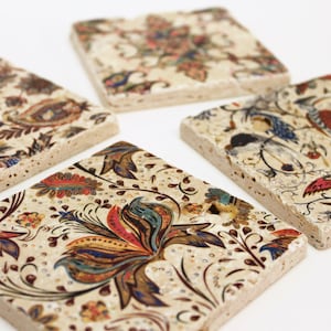 LYON Charming set of 4 vintage tiles / coasters / retro tiles