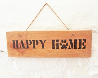 HAPPY HOME Wall Decoration / Wooden Sign / Mural