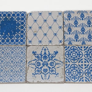 LAGOS Encantador conjunto de 6 azulejos vintage / posavasos / azulejos retro