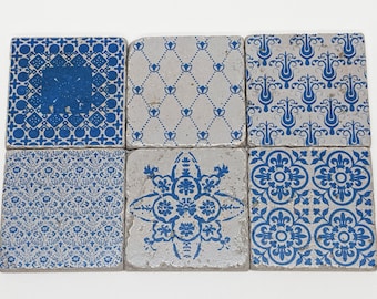 LAGOS Charming set of 6 vintage tiles / coasters / retro tiles