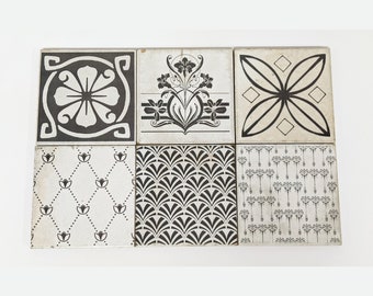 LIVORNO set of 6 beautiful vintage tiles / coasters / retro tiles *15 x 15 cm