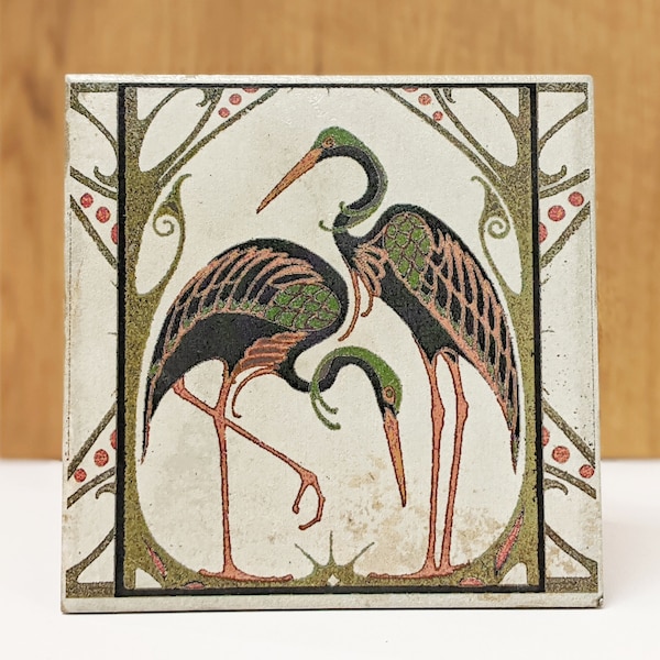 CIGOGNES Large Vintage Tile/Retro Tile/Coaster 15 x 15 cm