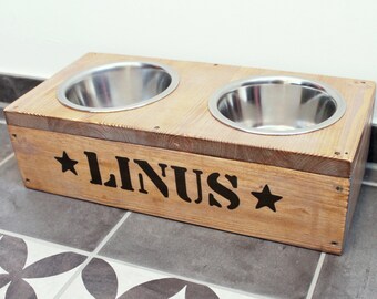 Enchanting FOOD BAR for cats & small dogs including bowls and individual print