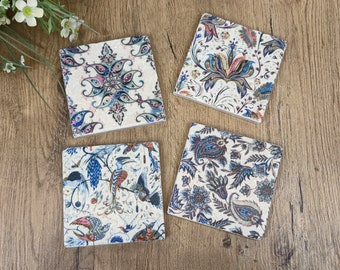 FIDJI Charming set of 4 vintage tiles / coasters / retro tiles