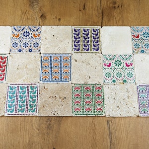 CANCUN Charming set of 4 vintage tiles / coasters / retro tiles Buenavista+12 Blanko