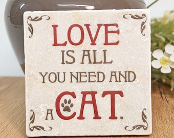 LOVE CAT - saying tile / coaster / vintage tile