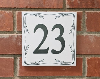 Vintage tile 20 x 20 cm house number YOUR MOTIF