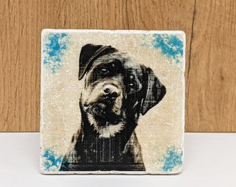 Rottweiler motif dog - tile / coaster / vintage tile