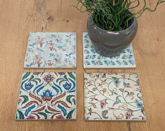 LIVESSE set of 4 vintage tiles/retro tiles/coasters each 15 x 15 cm