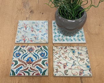 LIVESSE set of 4 vintage tiles/retro tiles/coasters each 15 x 15 cm