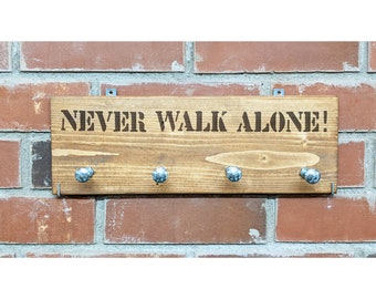 NEVER WALK ALONE! Wooden leash wardrobe/ 4 hooks for dog accessories