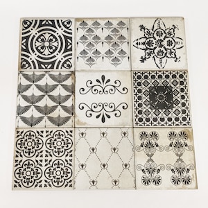 ARLON set of 9 beautiful vintage tiles / coasters / retro tiles *15 x 15 cm