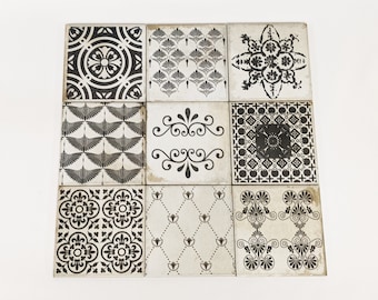 ARLON set of 9 beautiful vintage tiles / coasters / retro tiles *15 x 15 cm