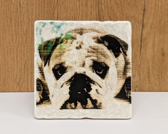 English BULLDOG Motif Dog - Tile / Coaster / Vintage Tile