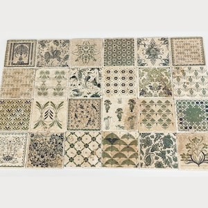 LOULE Lot de 24 magnifiques carreaux vintage / sous-verres / carreaux rétro DÉCORATION MAISON DE STYLE ANTIQUE