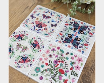 Ystad set of 4 magical vintage tiles / coasters / retro tiles