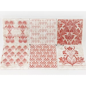 FAUBOURG charming set of 6 vintage tiles / coasters / retro tiles