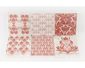 FAUBOURG charming set of 6 vintage tiles / coasters / retro tiles