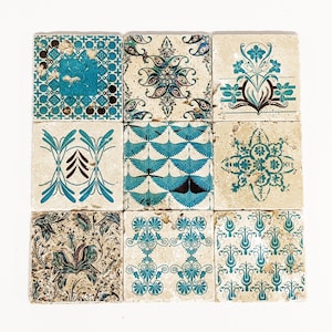 GRIJO set of 9 or 18 beautiful vintage tiles / coasters / retro tiles