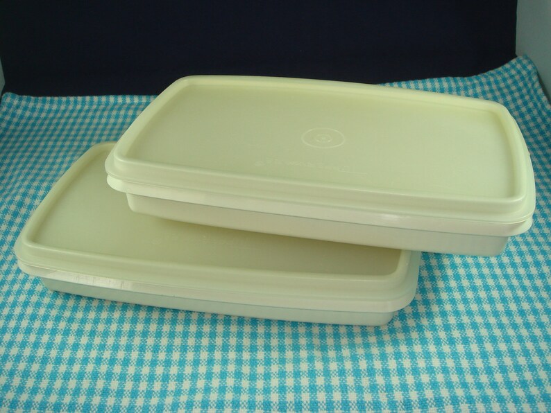 2 Tupperware Storage Containers Vintage Long And Flat Made In Belgium