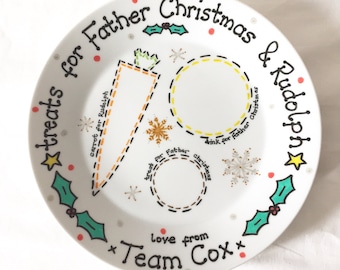 Personalised Christmas Eve Plate: Father Christmas, Santa & Rudolph Treats