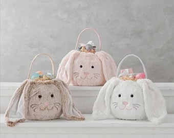 Personalised fluffy bunny Easter basket, Easter egg bag