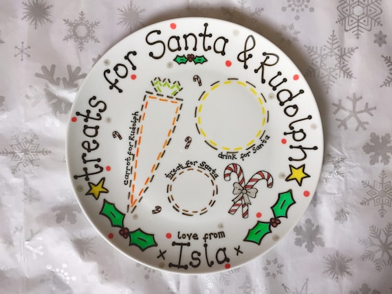 Personalised Xmas Eve Plate Merry Christmas Santa Treat Plate 27cm Family Name