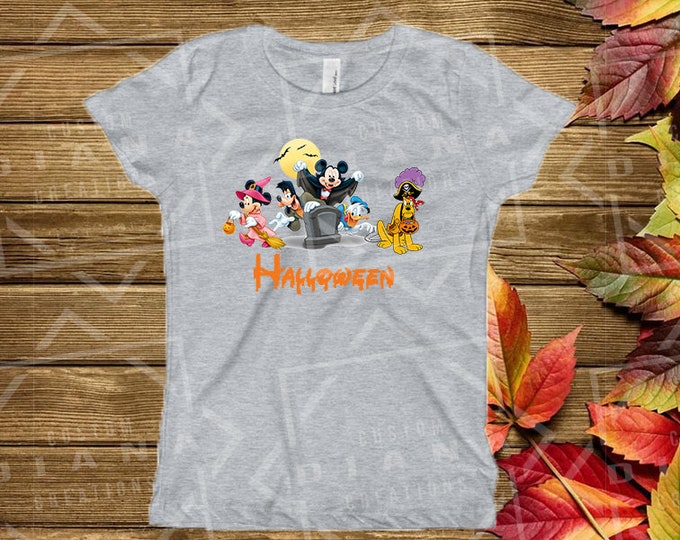 Halloween shirt, Mickey Mouse Halloween, Halloween, MNSSHP, Fab 5, Donald, Goofy, Daisy, Pluto, Ghost, Vampire, Goblins, Pumpkin, Witch, Kid