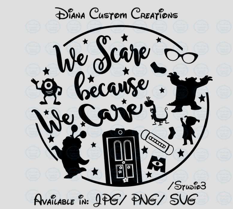 Monsters Inc We Scare We Care die cut vinyl decal · SadiesVinyl