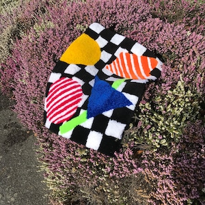 90&#39;s tufted rug, tufting rug, handmade decorative rug,