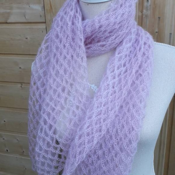 ETOLE ECHARPE crochet rose clair au crochet