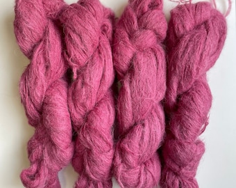 Hand dyed Lace Weight 75 Brushed Baby Suri Alpaca, 25 Mulberry Silk - 300m/50g - Light Bordeaux OOAK